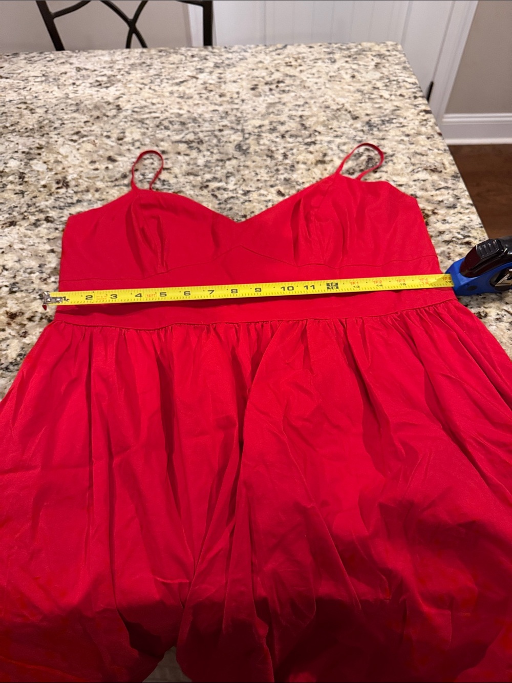 Red Spaghetti-Strap Bubble Mini Dress - Picture 9 of 11
